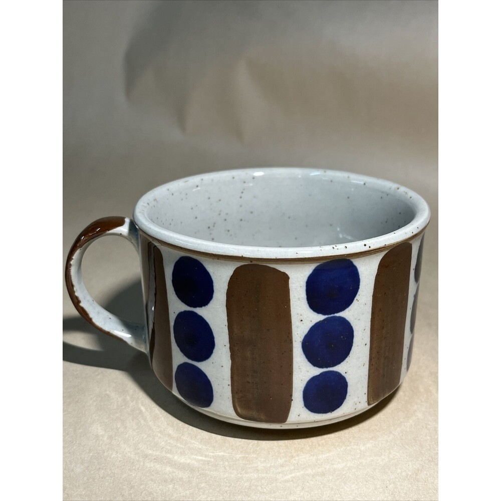 Studio Art Pottery Otagiri Soup Coffee Mug Planter Large Wide Hand Painted Japan